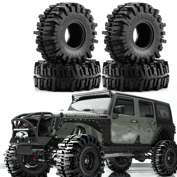 Heavy Duty 4.65 Inches RC Crawler Rubber Tires 4-Pack Wheel Replacement Set for 1/10 Scale Remote Control Vehicles SCX10 Pro Capra TRX4 RC4WD D90 Redcat (4.65 in / 11.8 cm)