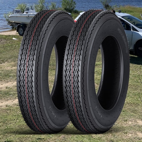 Heavy Duty 4.80-12 Trailer Tires – 6PR Load Range C, All-Season Replacement – Fuel-Efficient 12 Inch Design for Utility, Boat, Camper, Cargo, Farm, Hauler Trailers – Pack of 2, Specs: 4.80-12 6PR