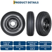 Heavy Duty 4.80-8 Trailer Tire Wheel Assemblies 4 Pack, 6 Ply Load Range C Fits 4 Lug 5 Lug 8 Inch Steel Rims for Tractor