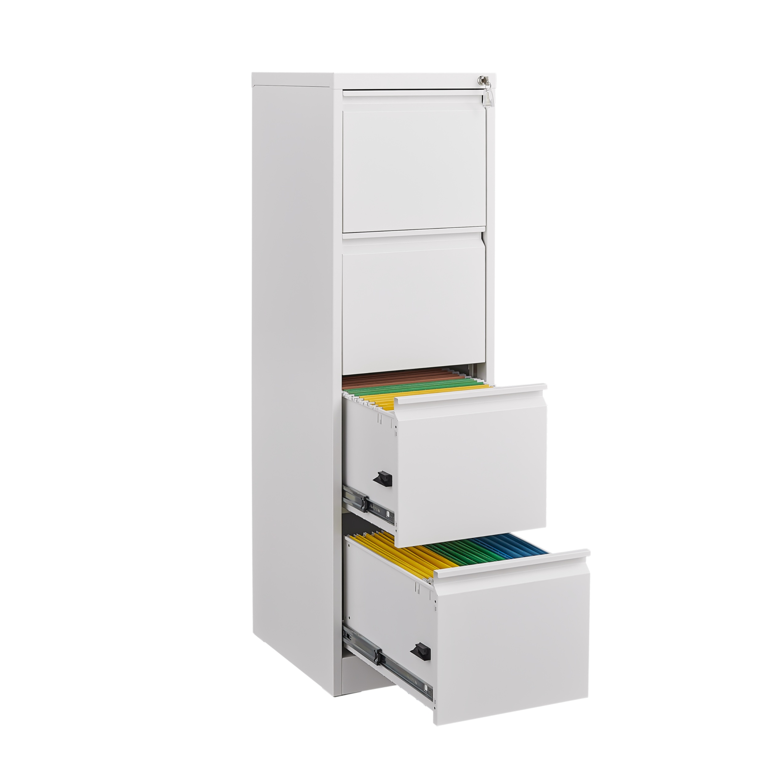 Heavy Duty 4 Drawer Metal File Cabinet with Lock, Vertical Steel Filing Cabinet for Home Office, Secure Storage Drawer for Letter, A4, Legal Files, Saving Organizer