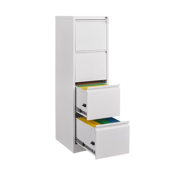 Heavy Duty 4 Drawer Metal File Cabinet with Lock, Vertical Steel Filing Cabinet for Home Office, Secure Storage Drawer for Letter, A4, Legal Files, Saving Organizer