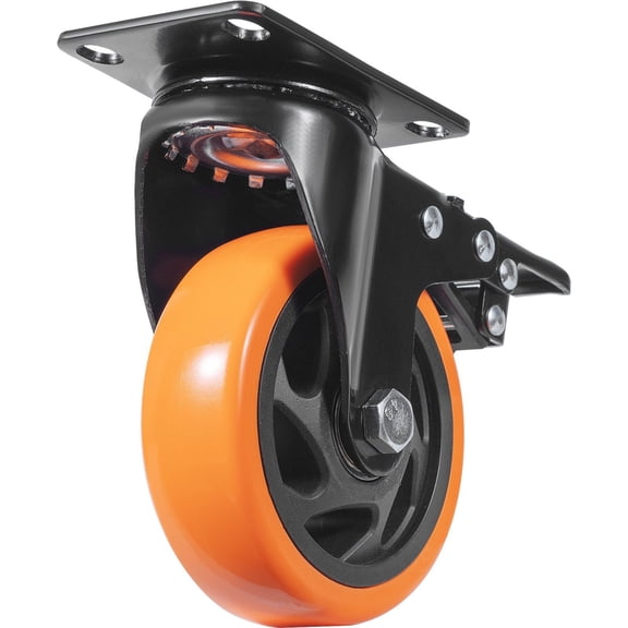 Heavy Duty 4-Inch Swivel Plate Casters with Security A/B Lock, Non-Noise PVC Wheels, 350 lbs Load Capacity, Set of 4 for Cart, Furniture, Workbench
