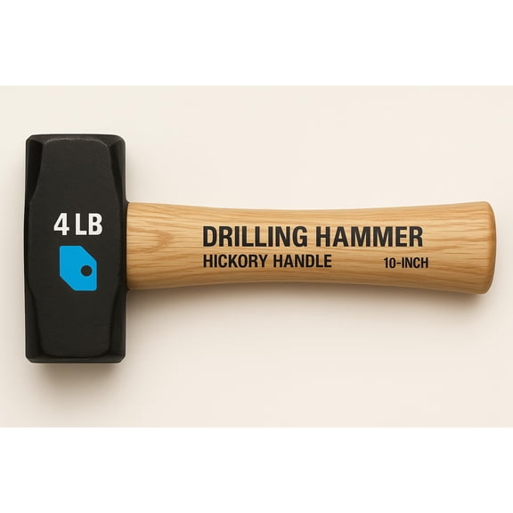 Heavy Duty 4 LB Drilling Hammer with Durable Hickory Handle, 10 Inch Length Model 30949 Ideal for Construction, Masonry, and Demolition Tasks 755625326669
