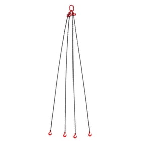 Heavy Duty 4-Leg Chain Sling for Material Handling – 5/16" x 10 Ft Alloy Steel, Grab Hooks & Adjusters, 11,000 lbs Capacity, Engine Hoist, Industrial Rigging – 4-leg 0.3125 inch 10 feet 11000 lbs