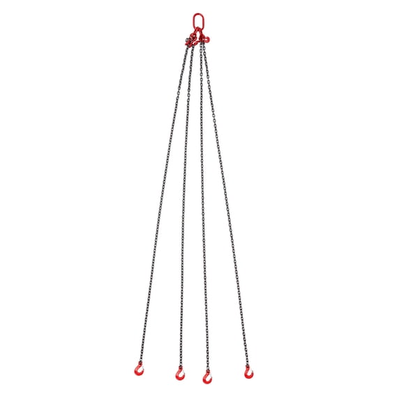 Heavy Duty 4-Leg Chain Sling for Material Handling – 5/16" x 10 Ft Alloy Steel, Grab Hooks & Adjusters, 11,000 lbs Capacity, Engine Hoist, Industrial Rigging – 4-leg 0.3125 inch 10 feet 11000 lbs