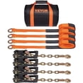 thumbnail image 1 of Heavy Duty 4 Pack Car Tie Down Straps with Chain Anchors Lasso Style 2x120 Inch Tire Straps 5865 LBS Working Load 11023 LBS Breaking Strength Heavy Duty Ratchets for Passenger Car ATV SUV UTV Truck, 1 of 6