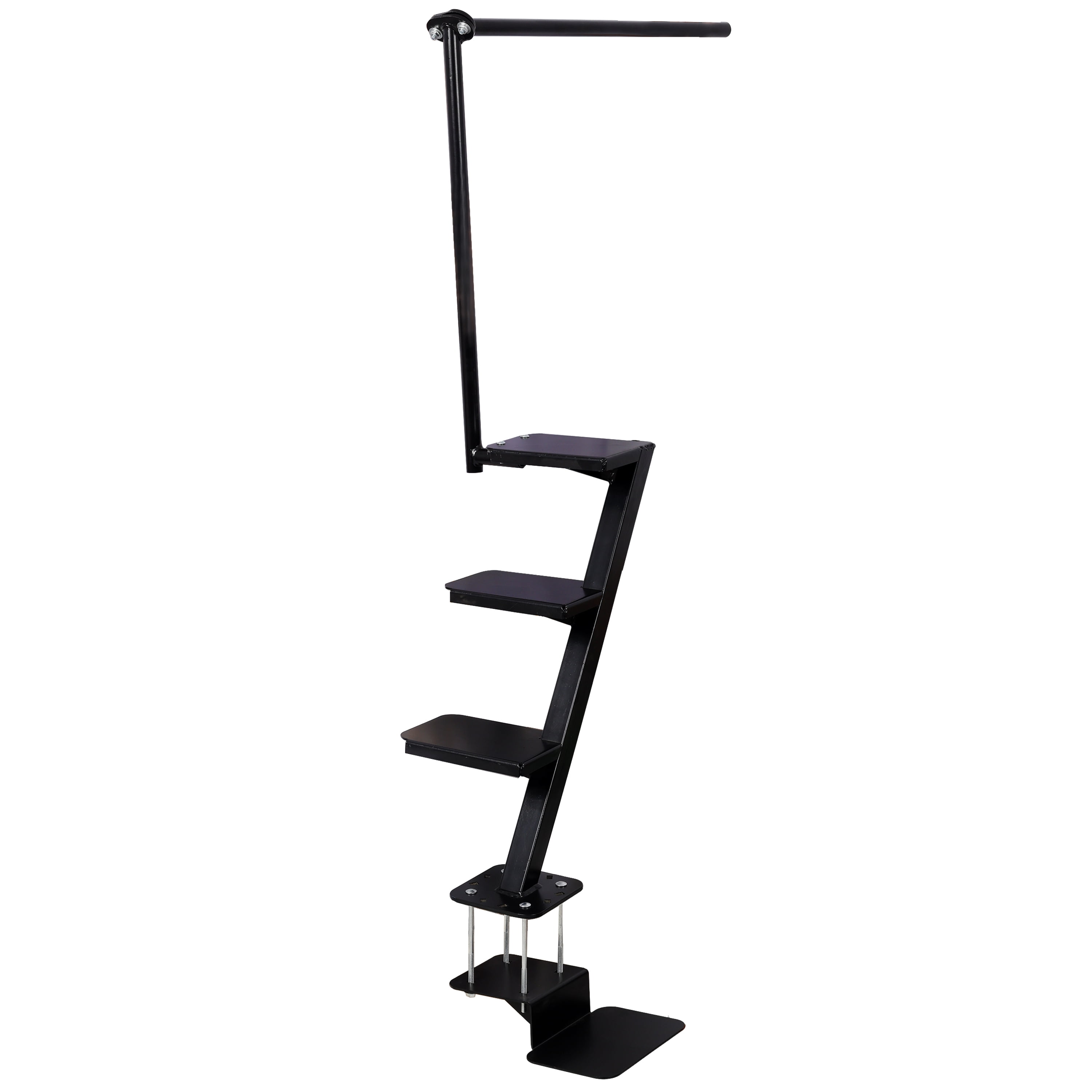Heavy Duty 4 Step Boat Trailer Steps with Secure Handle, Tread Steel Trailer Tongue Ladder Universal Fit for Most Boat Trailers