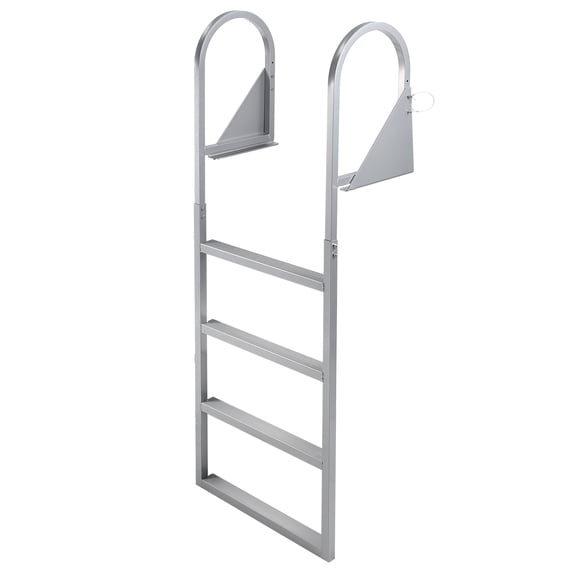 Heavy Duty 4-Step Reverse-Up Aluminum Dock Ladder for Trucks, 350 lbs Capacity, Non-Slip Wide Treads,Quick-Release, Corrosion Resistant,Surface Spray Anti-Corrosion Powder, Reverse-up,Straight Ladder