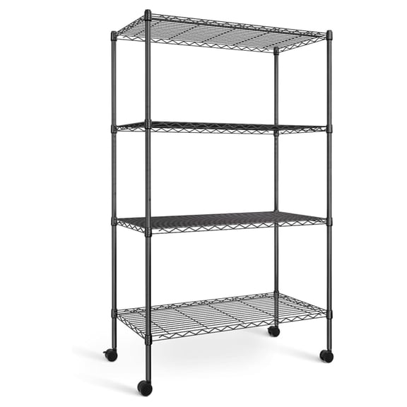 Heavy Duty 4-Tier Storage Shelving Unit, 35.83" W x 13.98" D x 55.91" H, 1000 Lbs Loading Capacity, Black