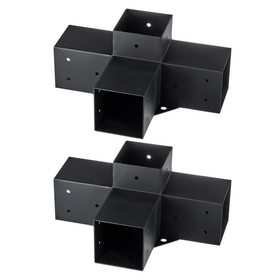 Heavy Duty 4 Way Corner Bracket Kit for 4x4 Wooden Beams DIY Pergola Gazebo Patio Post Base Easy Installation 2pcs