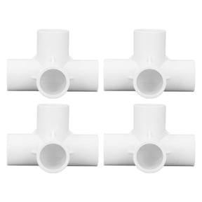 Heavy Duty 4 Way PVC Fitting Elbow Pipe Connector Joint 10-Piece Kit, 0.98 in / 25 mm Furniture Grade Outlet Set with Universal Slip Sockets for DIY Projects & Greenhouses, White