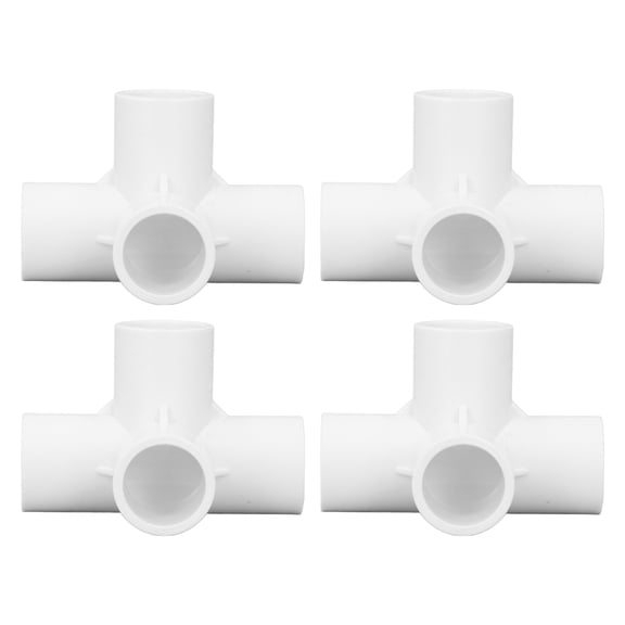 Heavy Duty 4 Way PVC Fitting Elbow Pipe Connector Joint 10-Piece Kit, 0.98 in / 25 mm Furniture Grade Outlet Set with Universal Slip Sockets for DIY Projects & Greenhouses, White