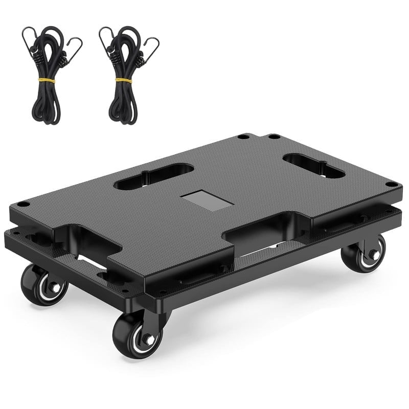 Heavy Duty 4-Wheel Furniture Mover Dolly – 440 Lbs Capacity, Innovative Interlocking Design, Sturdy Flat Rolling Platform with Smooth Casters, Lightweight for Home/Office, Black, 1 Pack