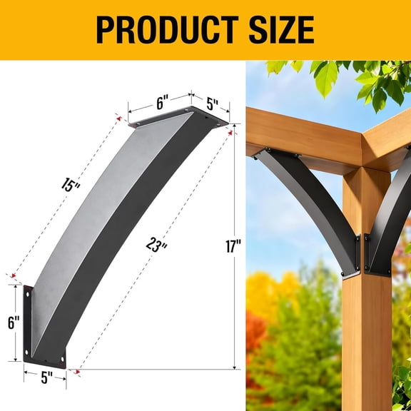 Heavy Duty 4" x 4"(: 3.2''x3.2'') 45 Degree Angle Support Bracket, 2 Pcs Carbon Steel Pergola Post Bracket for Gazebos, Decks, Porches, Log Cabins and Other Wood Frame