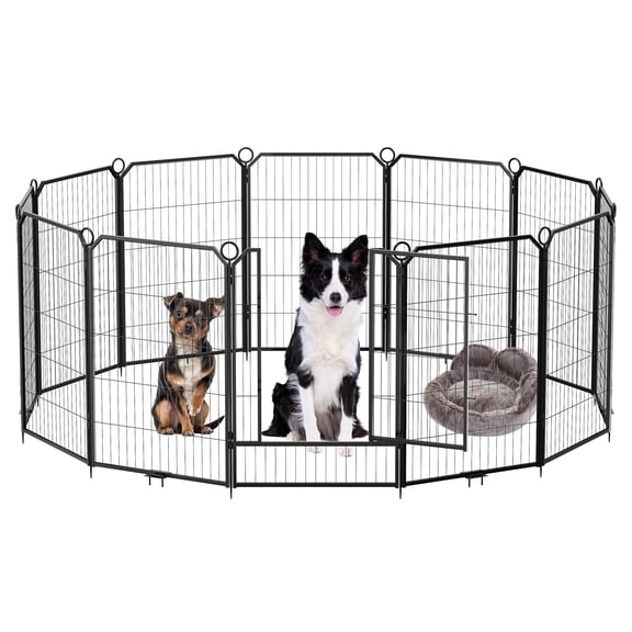 Heavy Duty 40 Inch Metal Dog Playpen Fence with Secure Door 12 Panel Portable Pet Exercise Enclosure Rust-Resistant Indoor Kennel Barrier