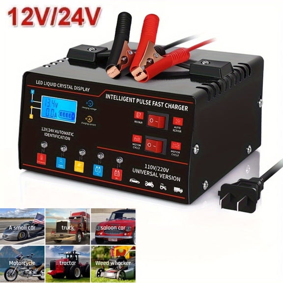Heavy Duty 400A Car Battery Charger 12V/24V Smart Automatic Pulse Repair Trickle