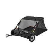 Heavy Duty 42-Inch Tow Behind Lawn Sweeper   14 cu.ft. Carbon Steel Yard Collector   Adjustable Brush Height, Dumping Rope, All-purpose Hitch   Fits Riding Mowers & Tractors   Black