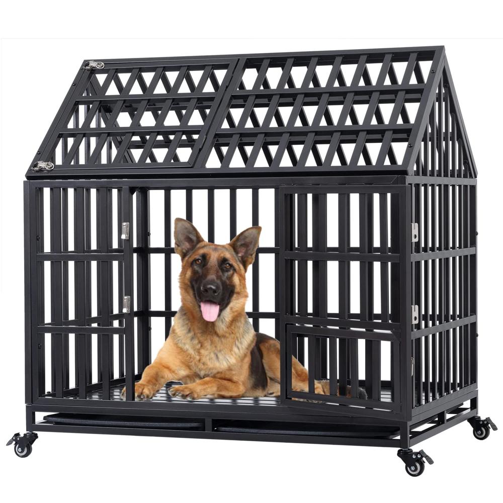 Heavy Duty 44" Dog Crate, Indestructible Dog Crate Kennels for Medium