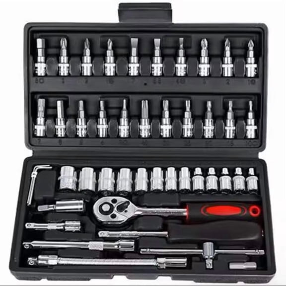 Heavy Duty 46 pc Tool Set with Bit Holders and Socket Wrench