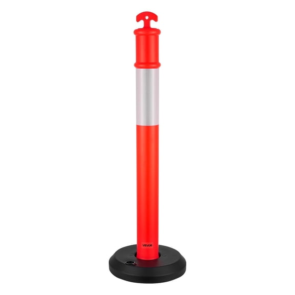 Heavy-Duty 48" Delineator Posts, 3-Pack with Reflective Strips - Fillable Base Traffic Cones for Parking Lots, Construction Sites, Road Safety, Crowd Control in Red
