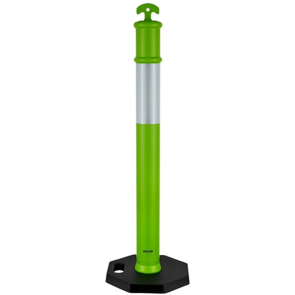 Heavy Duty 48-Inch Traffic Delineator Posts 3-Pack with Weighted Base & Reflective Strips - High Visibility Safety Cones for Construction, Parking Lots, and Crowd Control (Green)