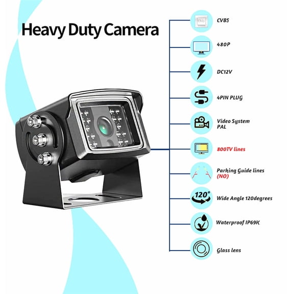 Heavy Duty 480P HD Reversing Truck Camera with Night Vision Universal Mount Backup Cameras