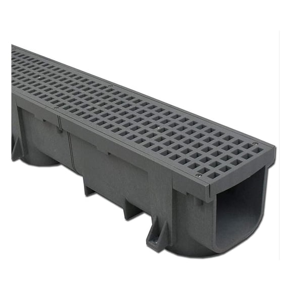 Heavy Duty 4ft Trench Drain & Grate - Gray