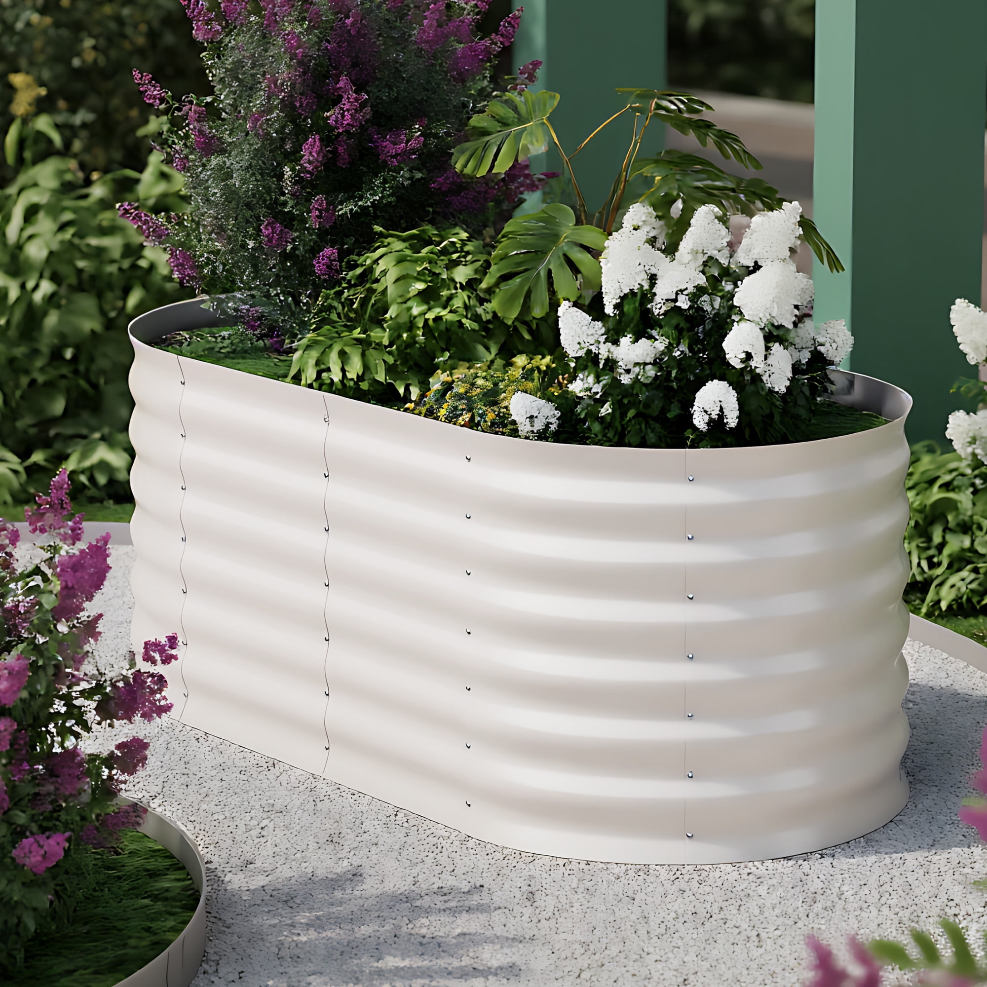 Heavy Duty 4x2x2 ft Galvanized Raised Planter Box, 24 Inch Tall Elevated Garden Bed for Backyard, Patio & Balcony, Durable Rustproof Metal Raised Garden Bed for Vegetables, Herbs and Flowers