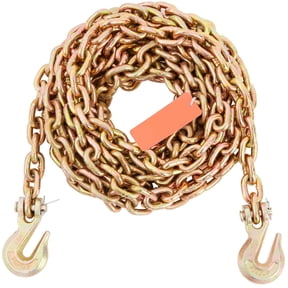 Heavy Duty 5/16'' x 20' G80 Tow Chain with Grab Hooks 4900 lbs Working Load Limit DOT Certified for Dock and Construction Use
