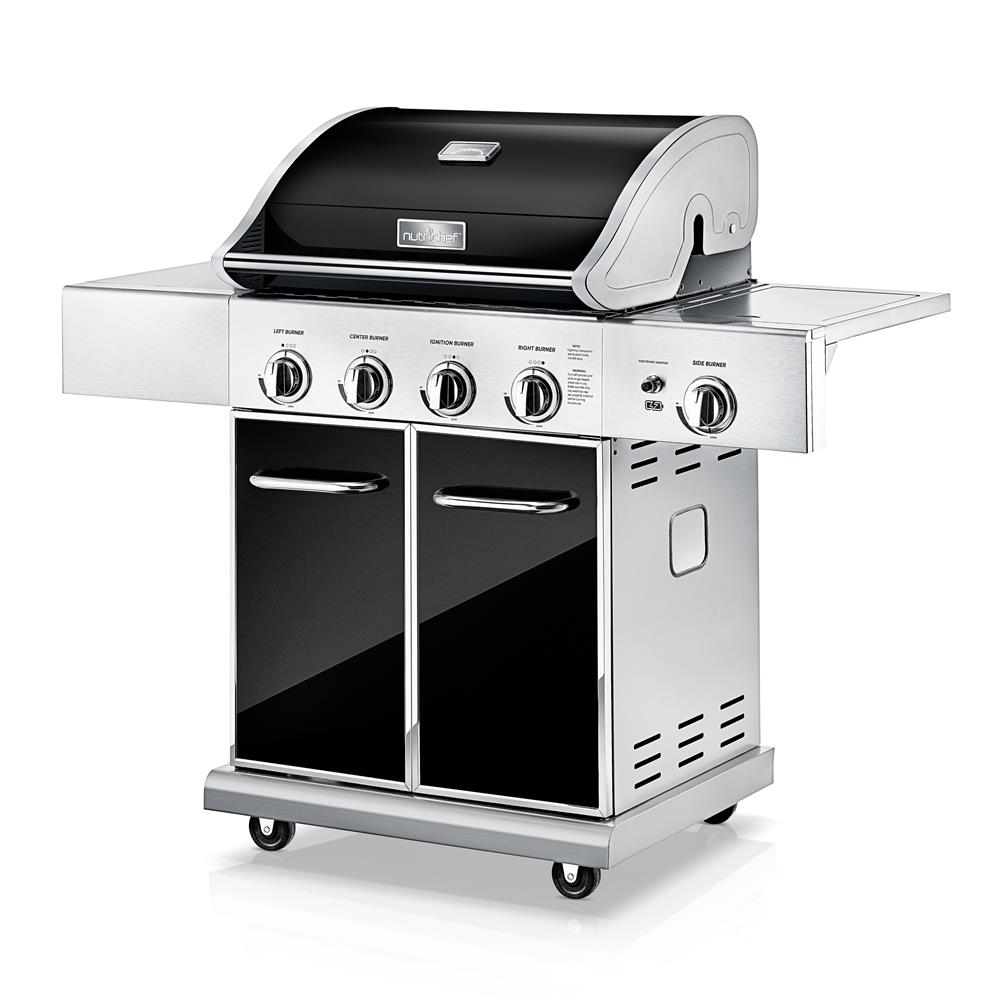 Heavy-Duty 5-Burner Propane Gas Grill - Stainless Steel Grill, 4 Main Burner with 1 side burner, 52,000 BTU Grilling Capacity, Electronic Ignition System, Built-in Thermometer - NutriChef NCGRIL2 - image 1 of 9