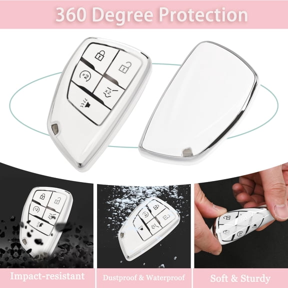 Heavy-Duty 5-Button Armor Protection Smart Key Fob Case with Detachable Key Ring for 2021-2025 Chevy Silverado Suburban Tahoe GMC Yukon Denali Buick Enclave Models Shockproof Cover