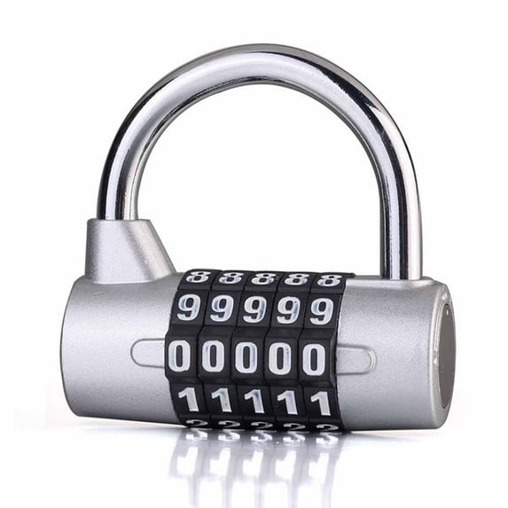 Heavy-Duty 5-Digit Combination Padlock for Gym Lockers & Cabinets - Secure Silver
