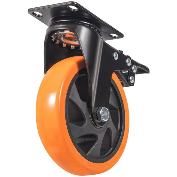 Heavy Duty 5-Inch Swivel Caster Wheels with Security A/B Lock, Set of 4 450 lbs Load Capacity, Quiet PVC Non-Marking Wheels for Workbench, Cart, Furniture