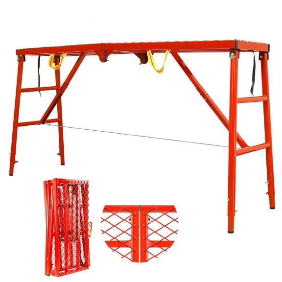 Heavy Duty 5-Level Adjustable Scaffolding Platform, 770 lbs Non-Slip Folding Design, 69" L x 15" W, for Home & Commercial Use