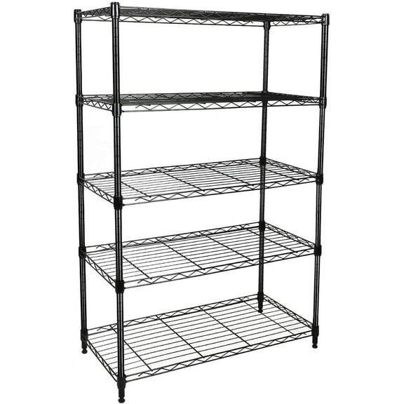 Simple Deluxe 5-Shelf Shelving Unit,Plug Version, 29.92" D x 13.98" W x 61.09" H, Black, 5 Tier