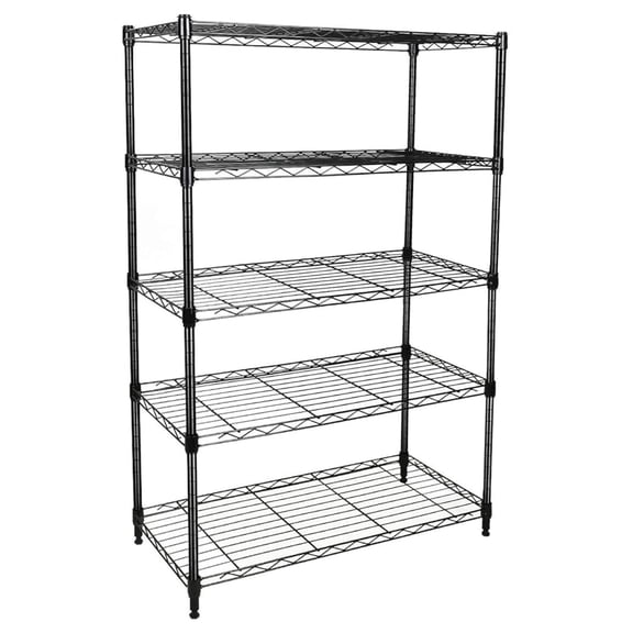 Heavy Duty 5-Shelf Storage Shelving Unit, 1250lbs Loading Capacity, 29.92" D x 13.98" W x 61.09" H, Black