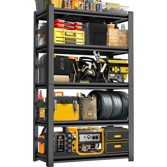 Heavy Duty 5-Tier Adjustable Garage Shelving - 3000LBS Steel Storage Rack, Waterproof & Rust-Resistant, Easy Assembly for Garage, Basement, Warehouse (72" H x35.5 W)