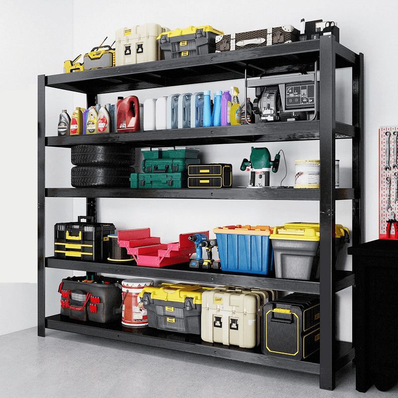 Heavy-Duty 5-Tier Adjustable Metal Shelving Unit, 84 Inch High, 3050 lbs Capacity (610 lbs/Shelf), Freestanding Black Garage Storage Rack, Easy Assembly for Basement, Pantry, Utility & Warehouse