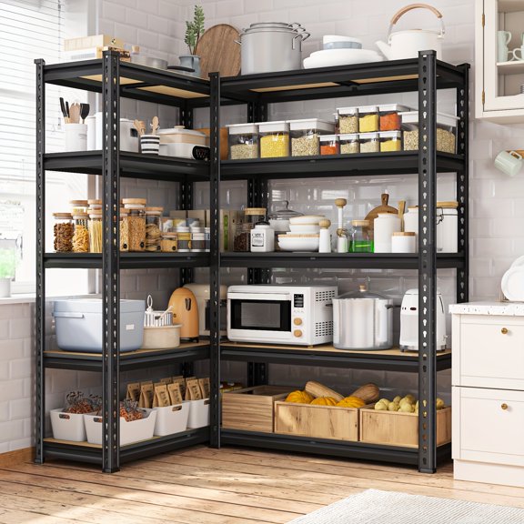 Heavy Duty 5-Tier Corner Shelf, 2000LBS Capacity Metal Storage Shelving Unit, Adjustable Utility Rack for Garage Warehouse Pantry Basement, 72"H x 35.5"W x 11.8"D