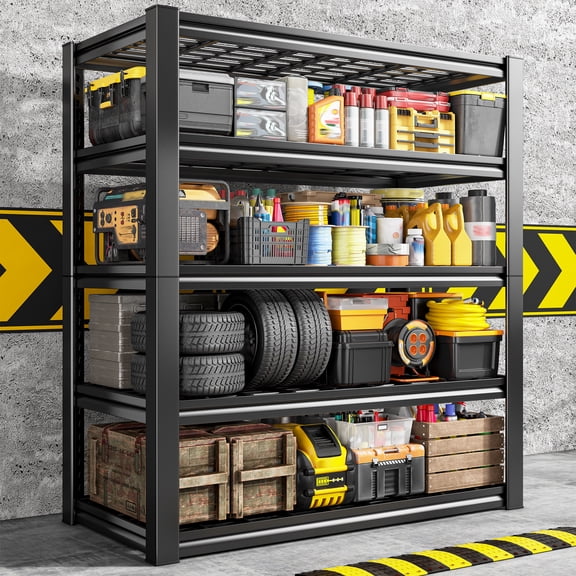 Heavy Duty 5-Tier Garage Shelving Load 3010LBS, Adjustable Industrial Shelving Unit, Metal Shelving for Warehouse Basement, 35.7"W x 15.7"D x 71.7"H, Black