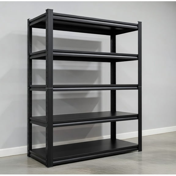 Heavy Duty 5-Tier Garage Shelving Unit, 72" H x 36" W x 16" D Black Metal Storage Shelves, 2500 lbs Load Capacity for Garage Basement Workshop