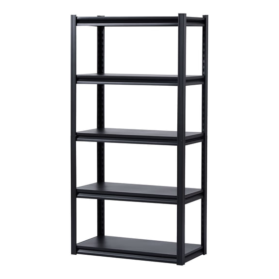 Heavy Duty 5-Tier Metal Shelving Unit, 2000 lb Capacity, 16x32x63 Inches, Adjustable Garage Storage Rack for Warehouse, Kitchen, Basement, Black