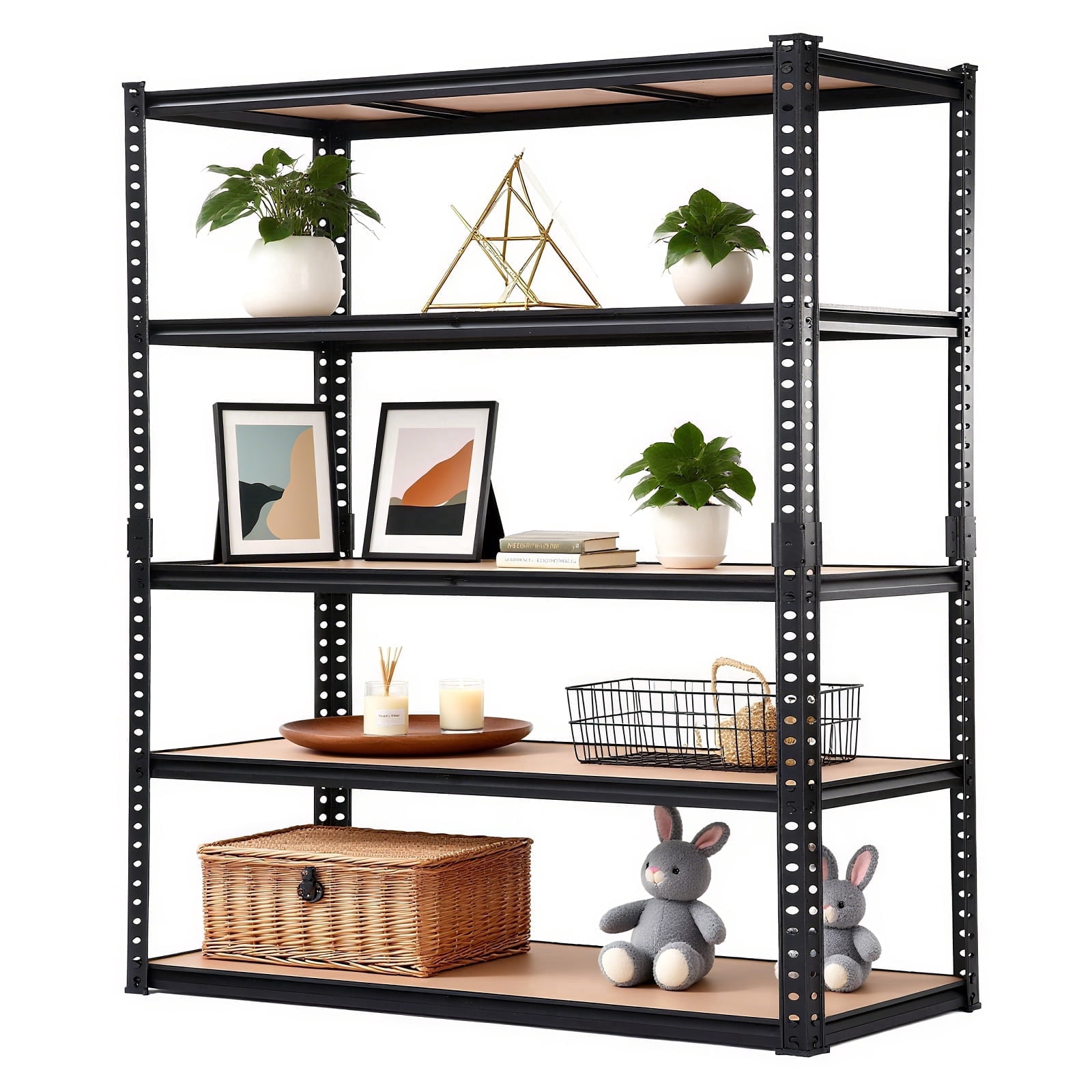 VIDITA 5-Tier Heavy Duty Steel Shelving Unit, 2000 lbs, Adjustable, Black, for Garage, Basement, Pantry