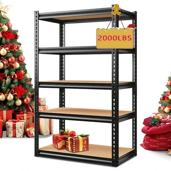 Heavy Duty 5-Tier Metal Shelving Unit 2000LBS Storage Rack 28x12x60 Boltless Assembly for Garage Kitchen Warehouse