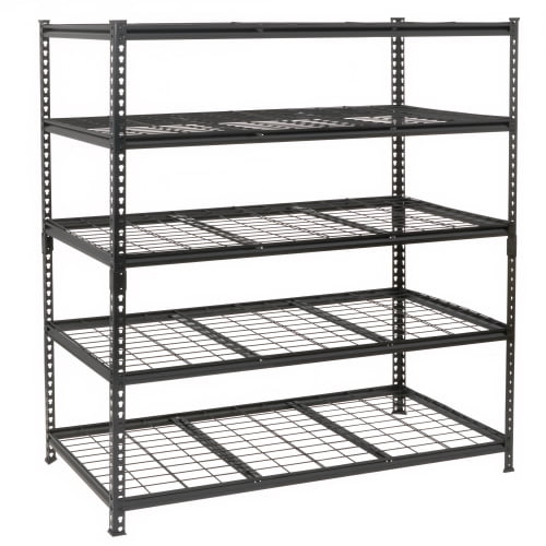 Heavy Duty 5-Tier Metal Shelving Unit, 4000 lbs Capacity Storage Rack, 48"W x 24"D Adjustable Industrial Shelves, Boltless Garage Storage for Basement, Warehouse, Workshop, Black