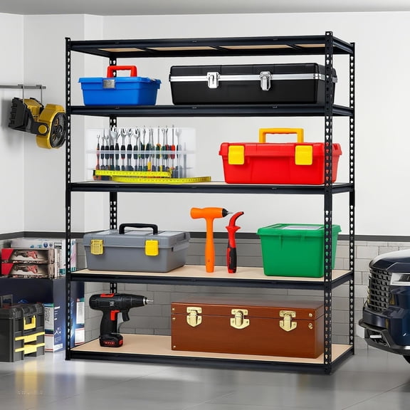 Heavy Duty 5-Tier Metal Storage Rack 2000 lbs Capacity Adjustable Shelving Unit with MDF Boards for Garage, Kitchen, Pantry 30" x 12" x 60" / 756x306x1520 mm
