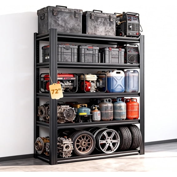 Heavy Duty 5-Tier Metal Storage Shelves Unit, 3000LBS Capacity Adjustable Garage Shelving, 72"H x 35"W x 15.7"D for Shop and Warehouse
