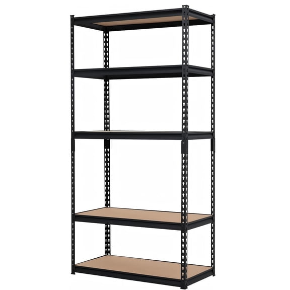 Heavy Duty 5-Tier Metal Storage Shelving Rack, 2500 lbs Capacity, 30" L x 12" W x 60" H, Adjustable Shelves for Kitchen, Pantry, Garage, Basement, Laundry, Bathroom, Black