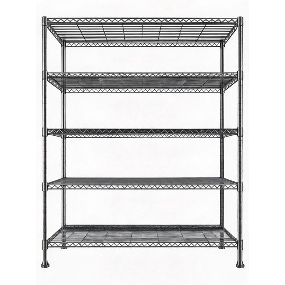 Heavy Duty 5-Tier Metal Wire Storage Rack, 1000lbs Capacity Adjustable Rust-Resistant Shelving Unit, Freestanding Multipurpose Organizer for Garage, Basement, Kitchen and Warehouse, 47 × 18 × 71 Inch