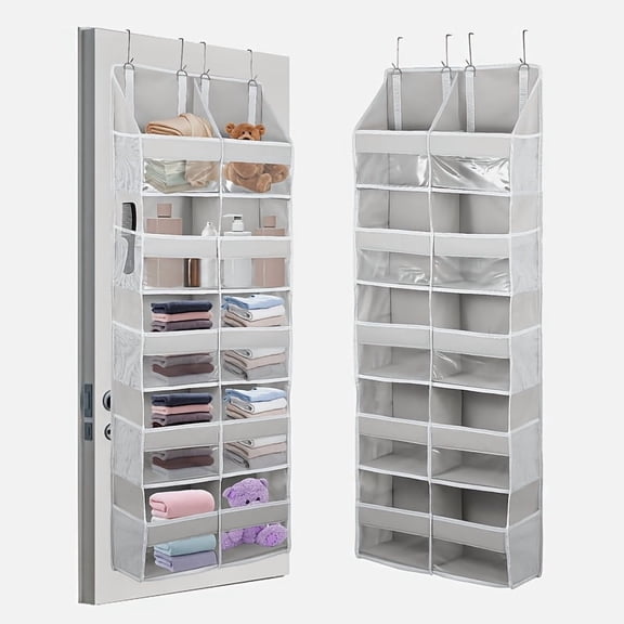Heavy-Duty 5-Tier Over-the-Door Organizer with 10 Pockets & Mesh Bags, 80LB Capacity Hanging Storage Rack for Closet & Bedroom, No-Tool Installation in White/Black